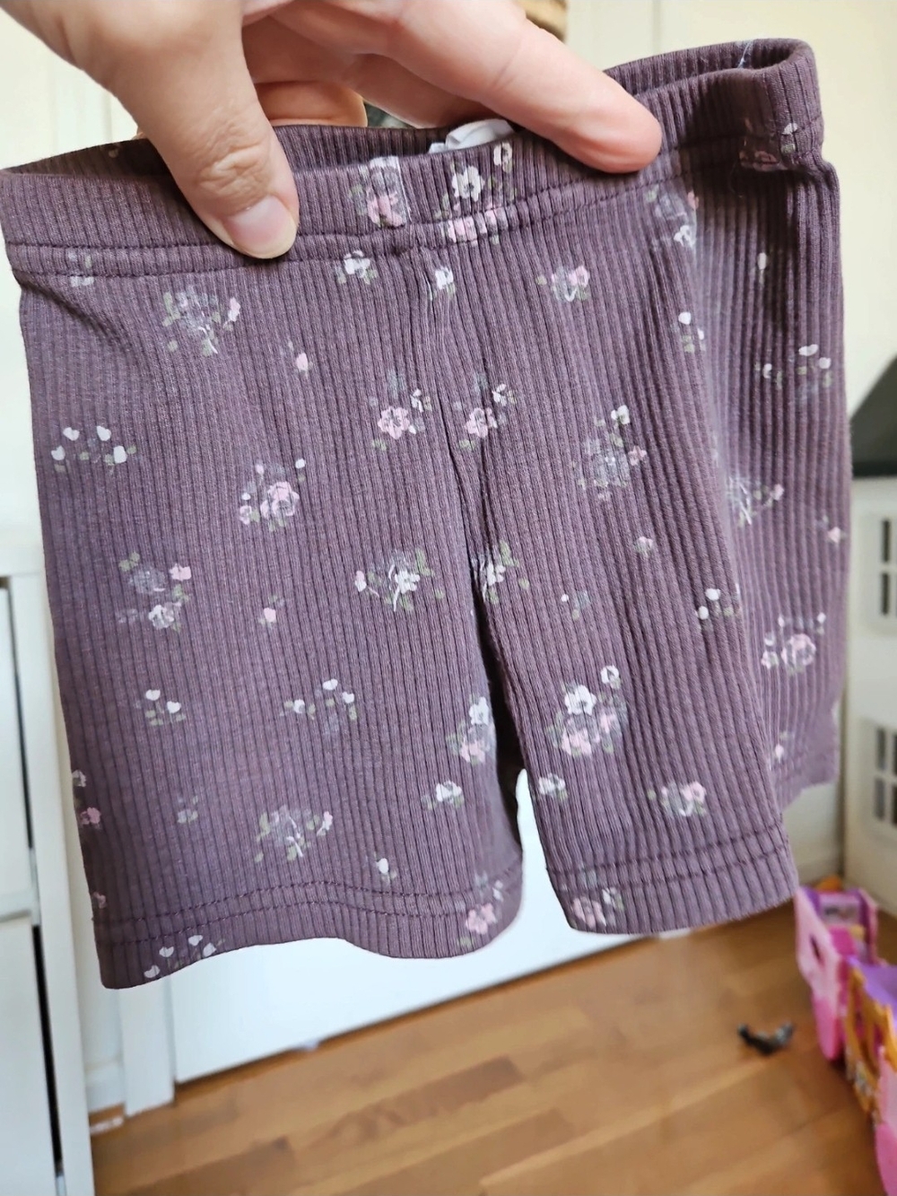 Jamie Kay Mauve Floral Ribbed Bike Shorts